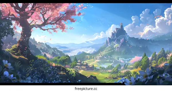 Fantasy Landscape With A Majestic Castle