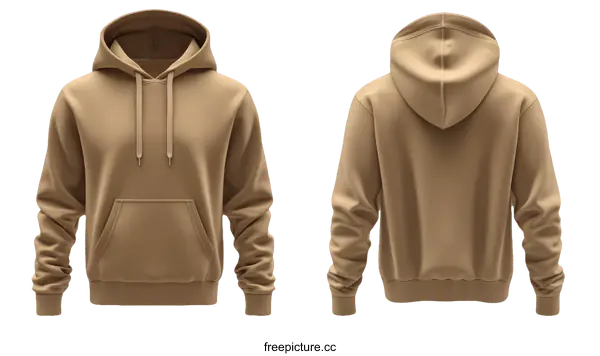 [Transparent Background PNG]Beige Hoodie Mockup Front and Back View