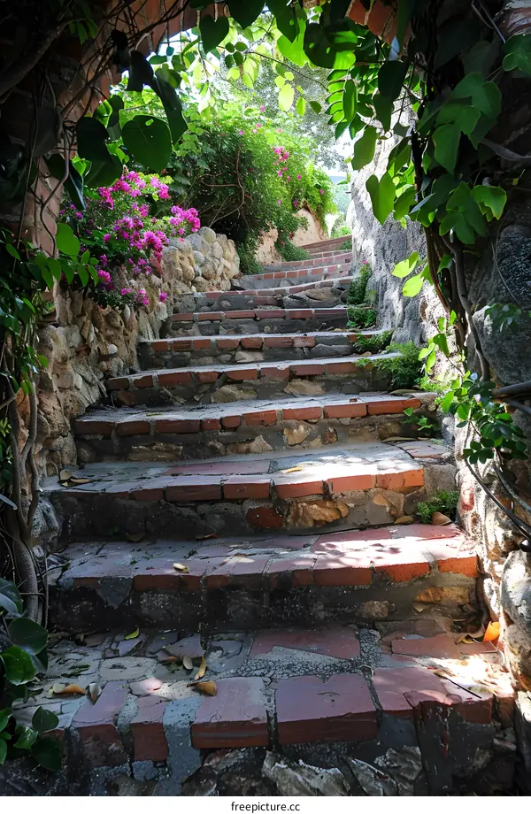 Stone Steps Leading to a Garden