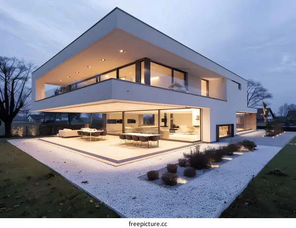 Modern Home with Open Floor Plan and Large Windows