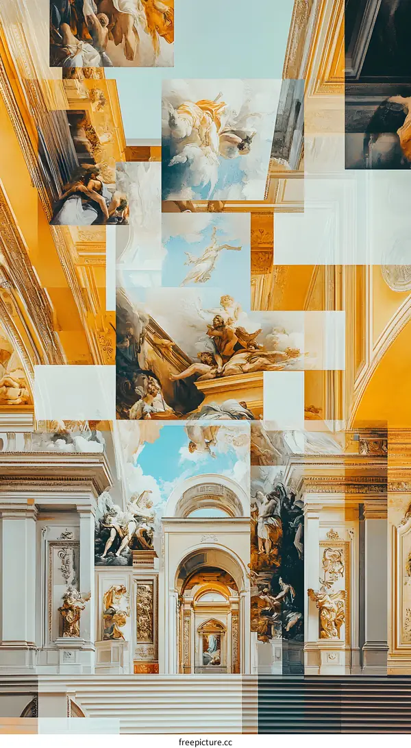 Collage of Ceiling Paintings in Church