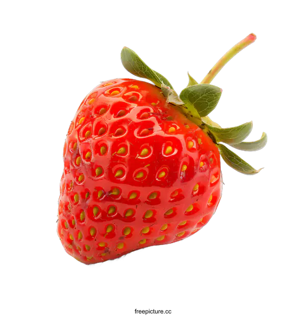 [Transparent Background PNG]Single Fresh Red Strawberry Isolated On White Background