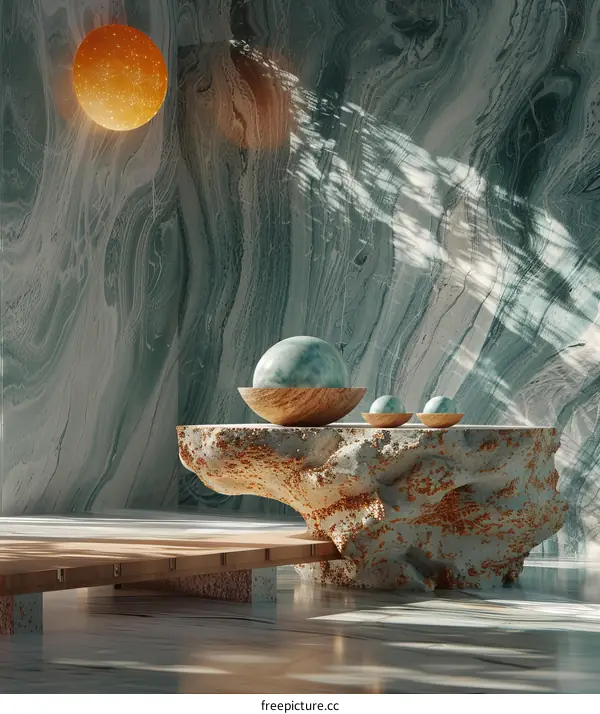 Geometric Still Life with Spheres