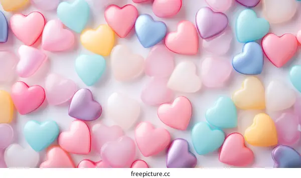 Background of Pastel Plastic Hearts