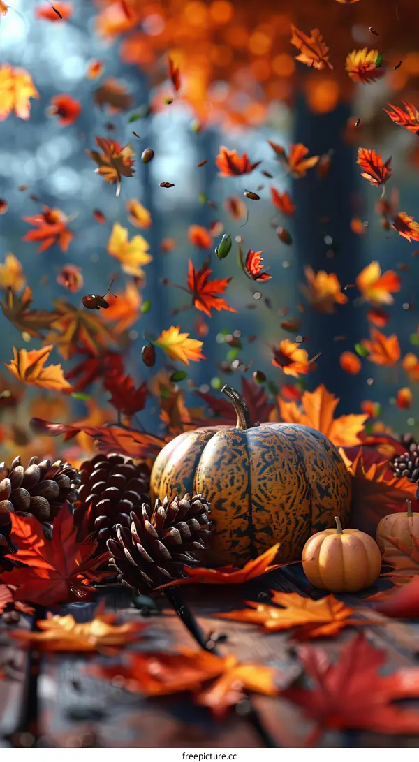 Autumn Leaves and Pumpkins