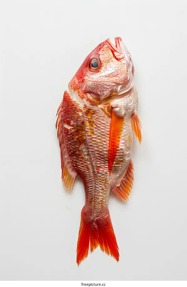 Fresh Red Fish on White Background