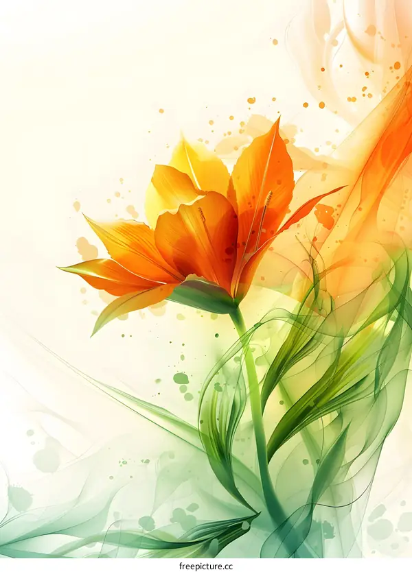 Abstract Orange Flower Painting
