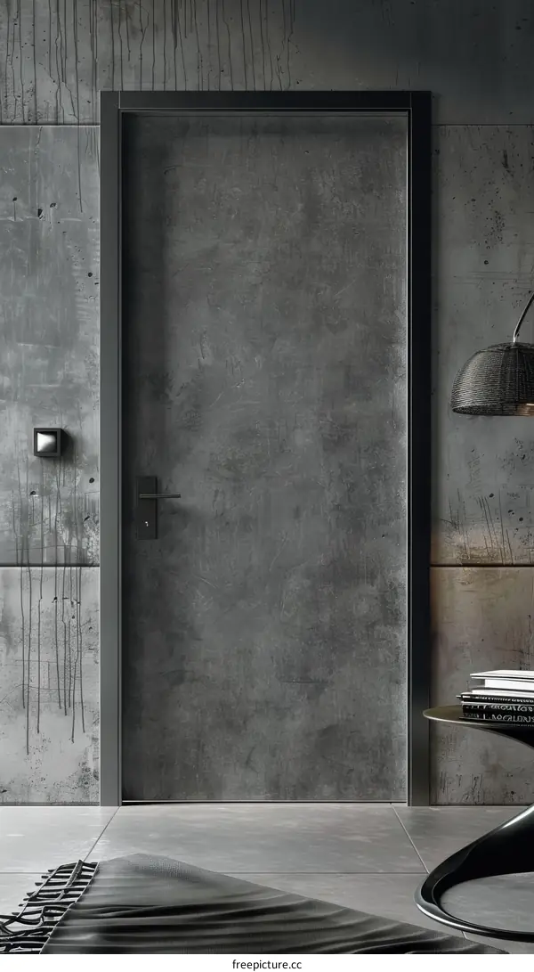 Stylish Modern Dark Gray Textured Door with Black Frame