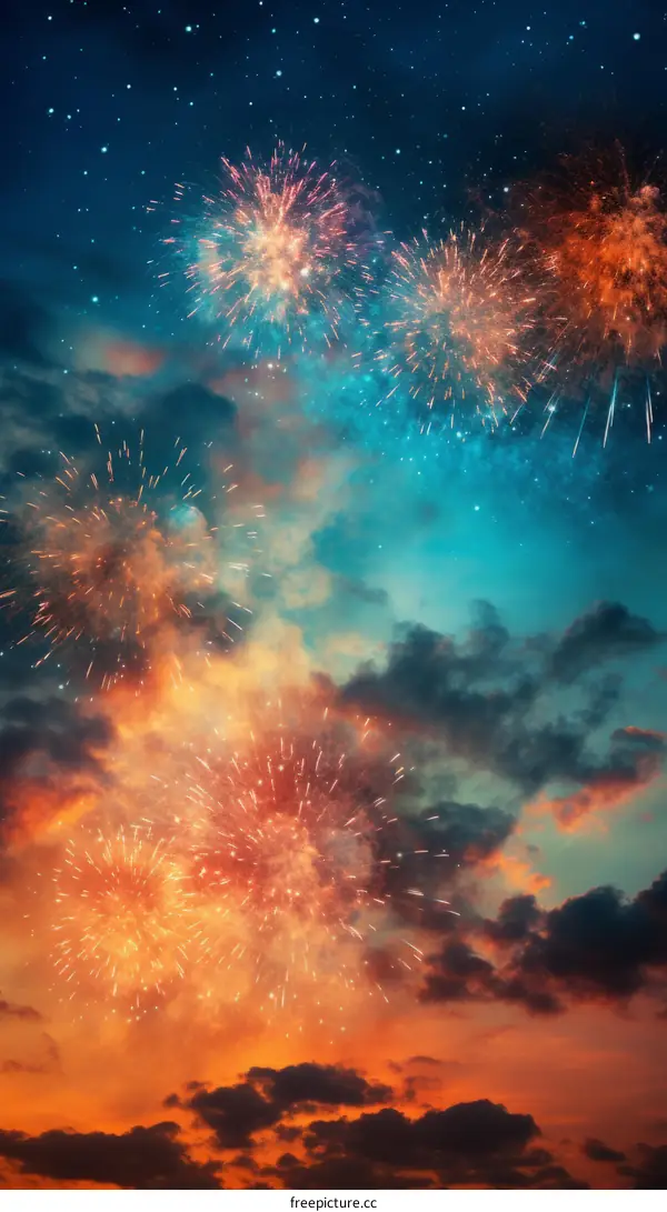 Vibrant Fireworks Light Up the Night Sky