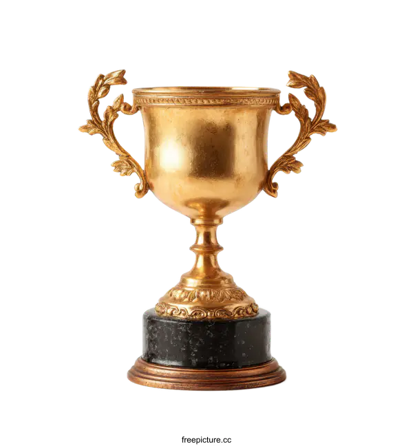[Transparent Background PNG]Golden Trophy Cup on a Marble Base