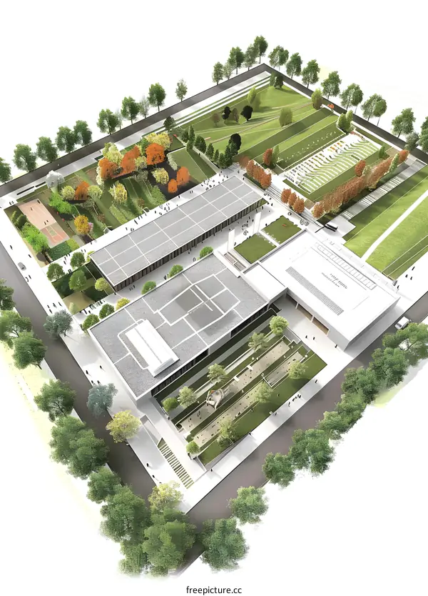 Modern Building Design with Green Space Landscape Architecture