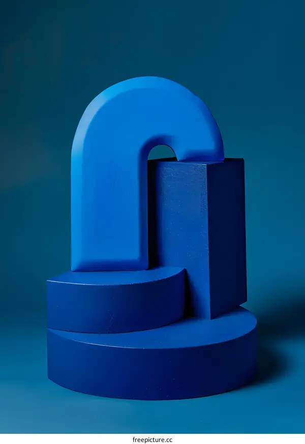 Abstract Blue Geometric Shapes Minimalist  Photography