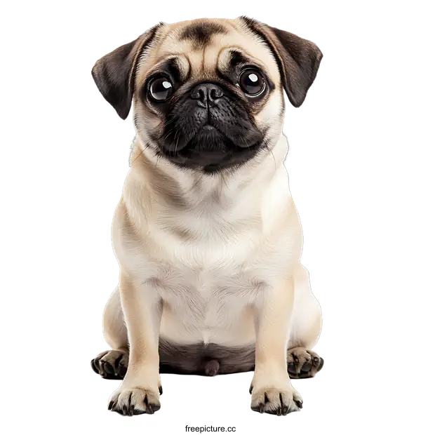 [Transparent Background PNG]Adorable Pug Puppy Portrait Against transparent background