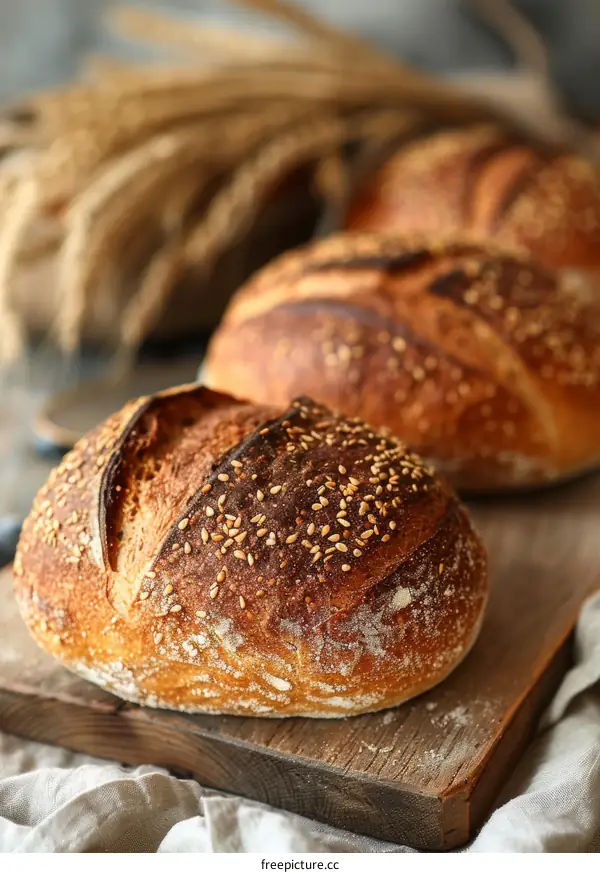 Loaf of bread with sesame seeds