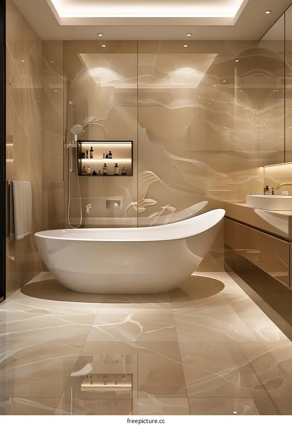 Luxury Modern Bathroom with Elegant Bathtub
