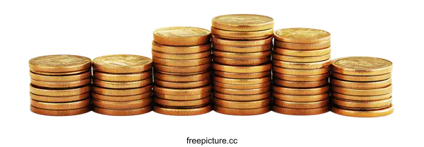 [Transparent Background PNG]Stacked Gold Coins Representing Growth and Progress