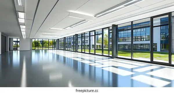 Modern Office Interior with Large Windows