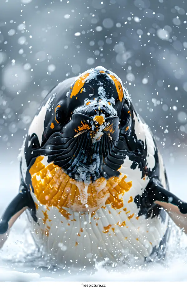 Minke Whale Snow Breaching