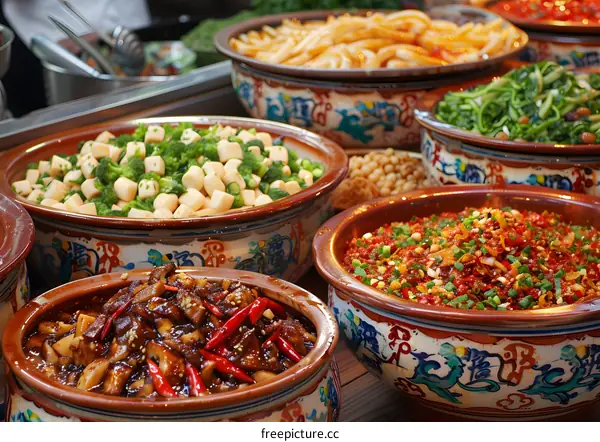 Chinese Food Dishes In Bowls