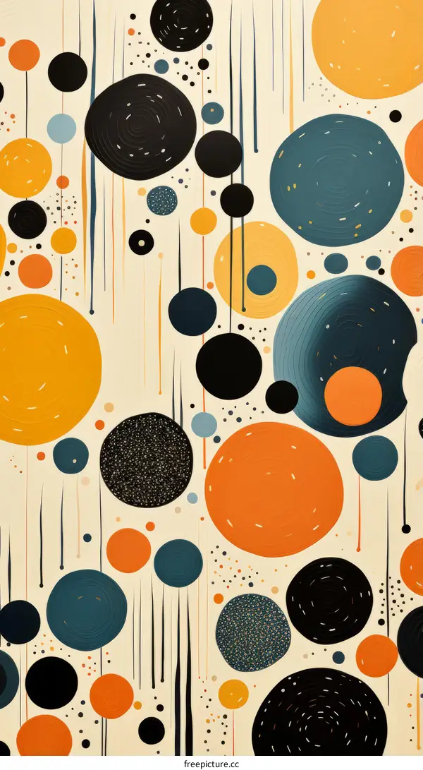 Colorful abstract painting with circles and lines