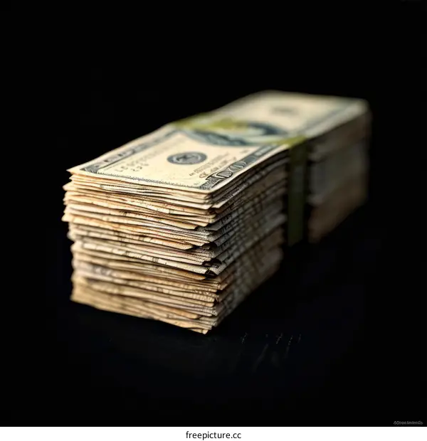 Stack of one hundred dollar bills