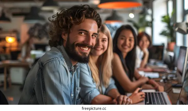 portrait of a group of young professionals in a casual office setting