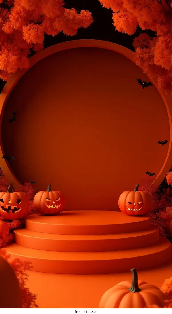 Halloween Pumpkin Display Autumnal Orange Background