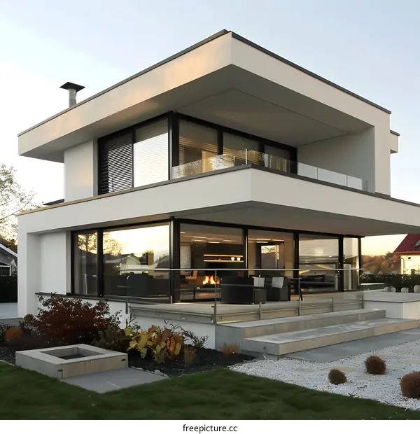 Modern Minimalist Home with Large Windows and Patio