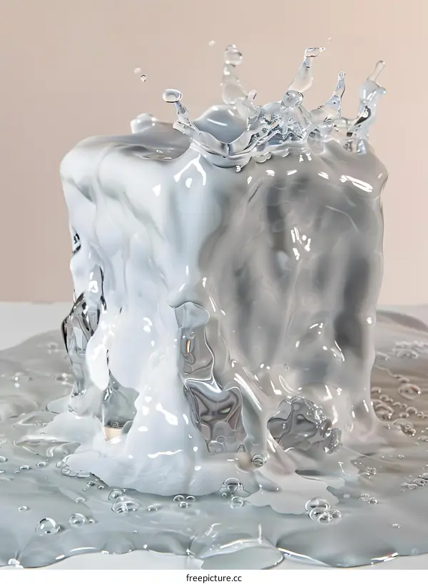 Water Splashing on a Cube