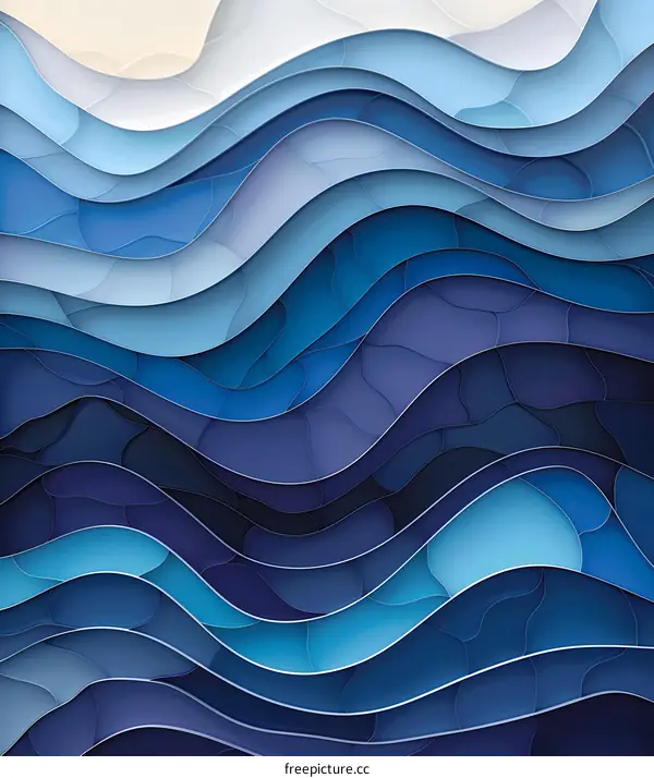 Blue and white abstract waves background