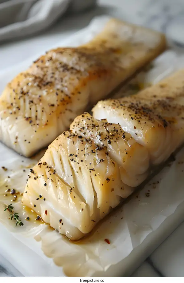 Baked cod with black pepper