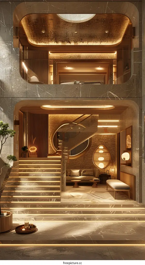 Luxurious Modern Home Interior With Gold Accents