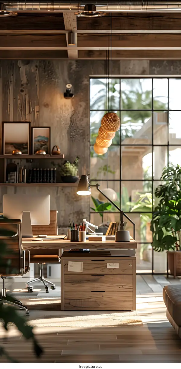 An interior image of a home office