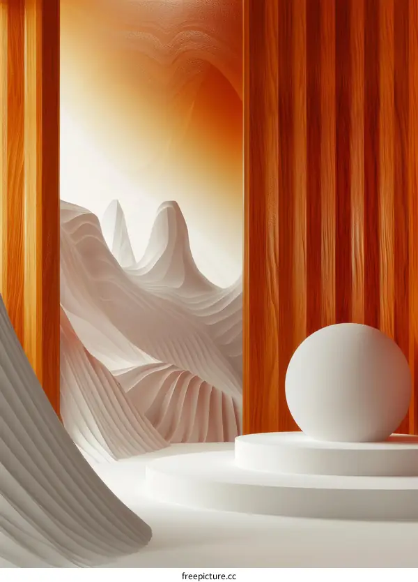 Surreal White Podium and Sphere