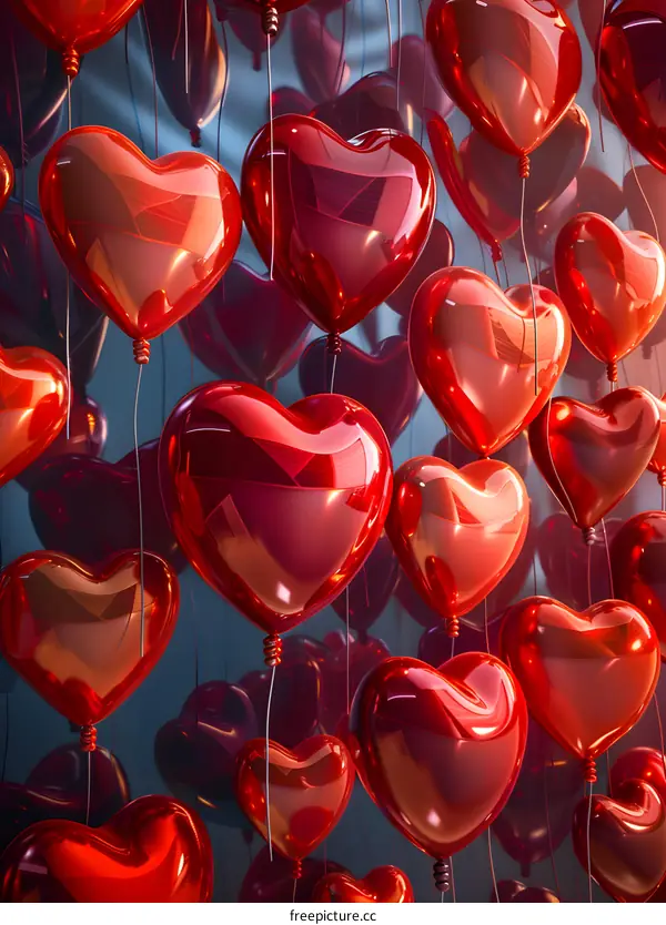 Red heart-shaped balloons