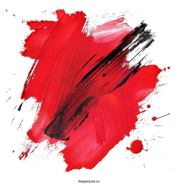 [Transparent Background PNG]Red and black oil paint brush strokes