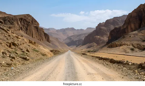 Desert Road Through a Mountain Pass