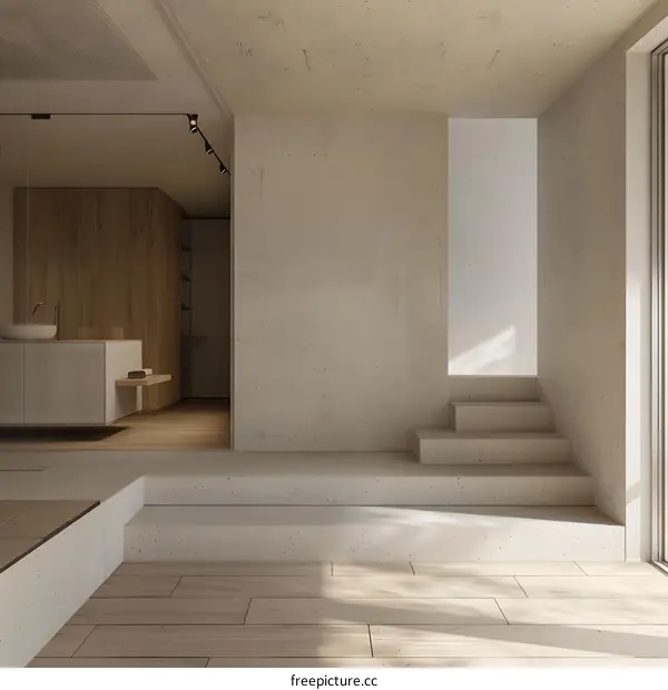 Modern Minimalist Interior Design With Concrete Stairs