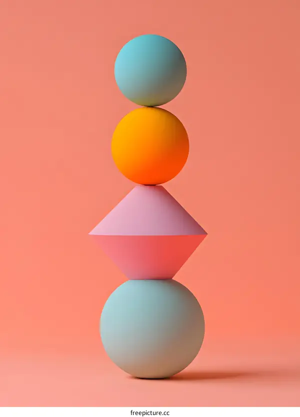 Stack of Geometric Shapes Abstract 3D Rendering