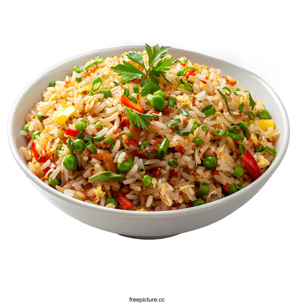 [Transparent Background PNG]Vegetable Fried Rice on a White Background