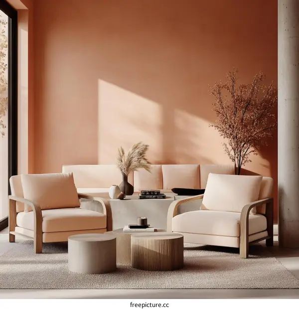 Modern Beige Living Room Interior Design