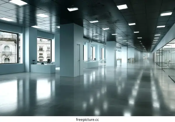 Empty Modern Office Building Interior Design