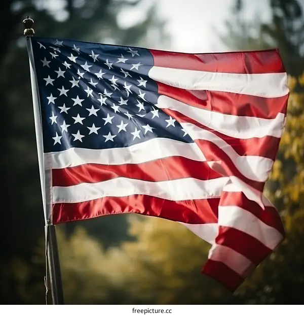 American flag waving in the wind