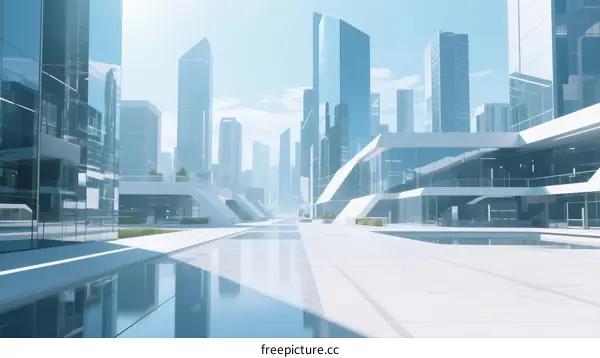 Modern Urban Architecture with Glass and Steel Structures