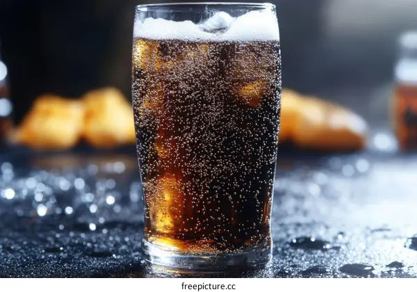 Close Up of a Glass of Sparkling Soda