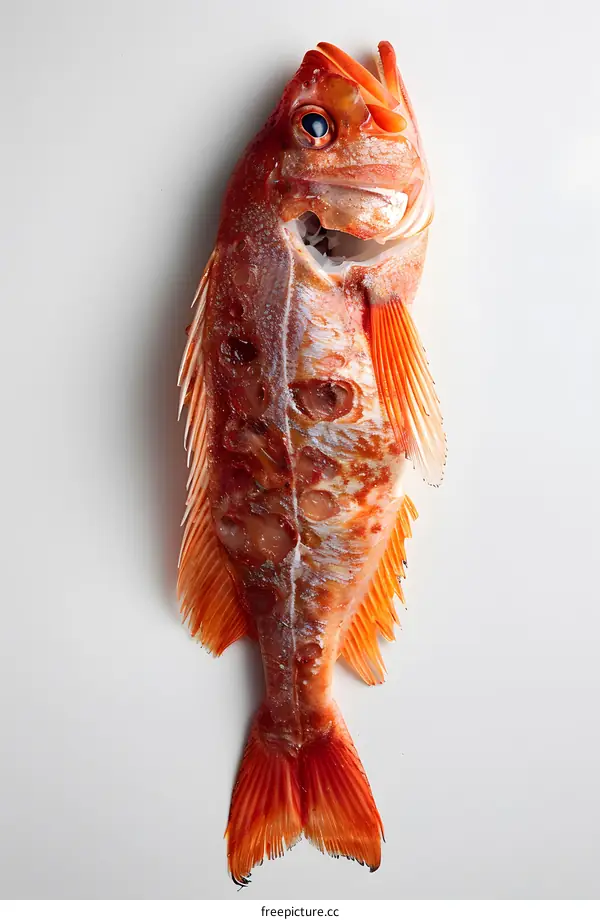 Fresh Red Fish on White Background