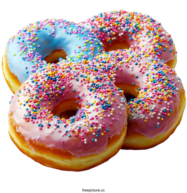 [Transparent Background PNG]Colorful Glazed Donuts Close-Up