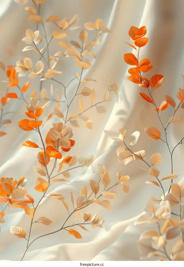 Autumnal Leaves on a Soft Fabric