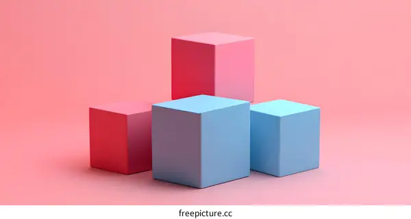 Abstract Pastel Pink and Blue Color Blocks Minimalist Geometric Background