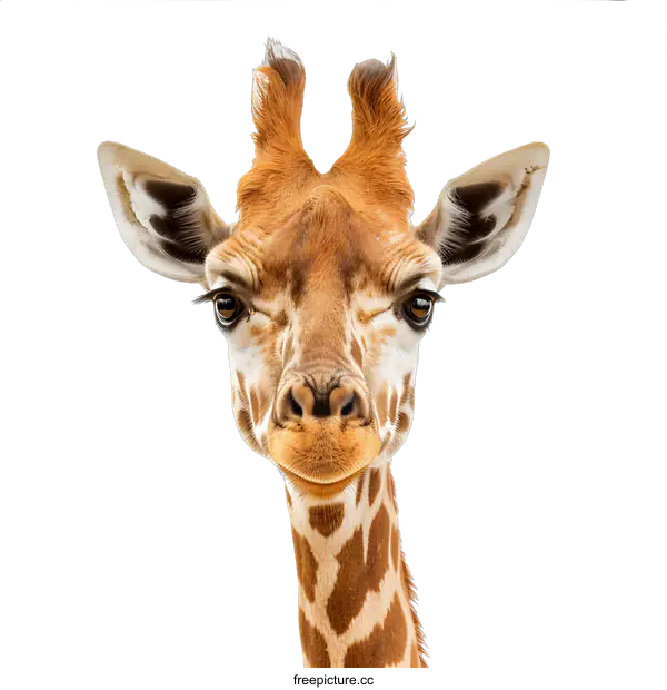 [Transparent Background PNG]Close Up of a Giraffe Head